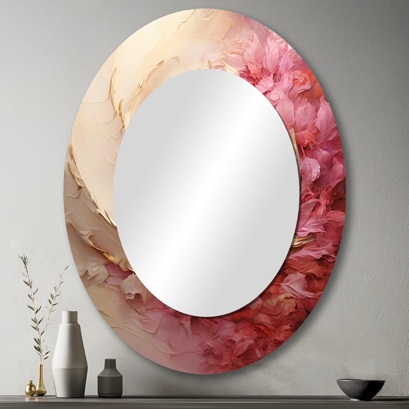 Miroir mural beige et rose, 43 po x 33 po