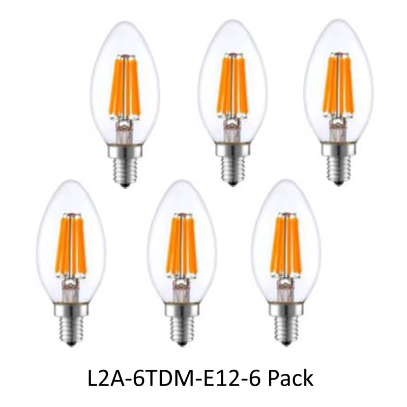 6 Watt (60 Watt Equivalent), B11 LED, Dimmable Light Bulb, Warm White (3000K) E12/Candelabra Base