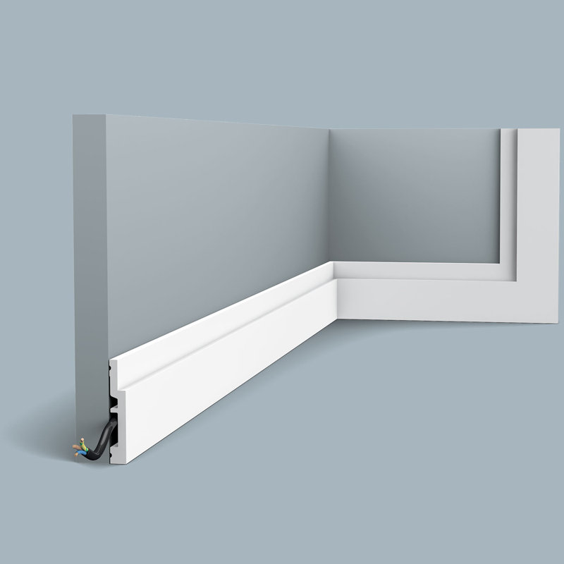White High Impact Polystyrene Baseboard Moulding 78"