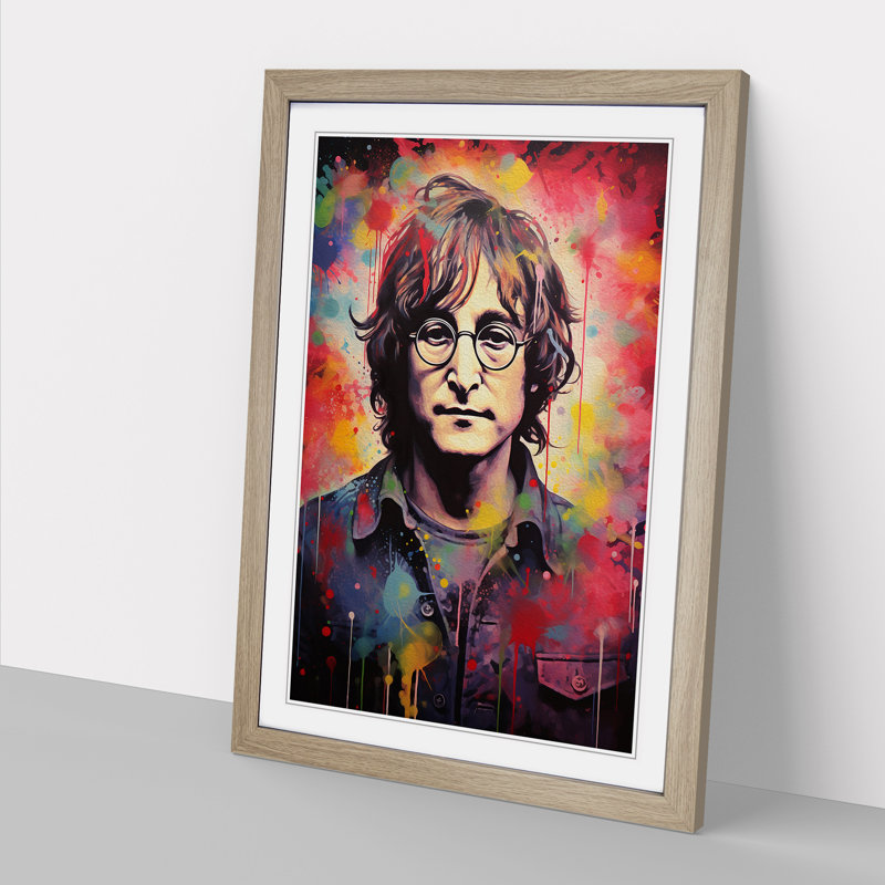 John Lennon Contemporary - Framed Print, 34cm H x 25cm W x 2cm D, Oak Framed