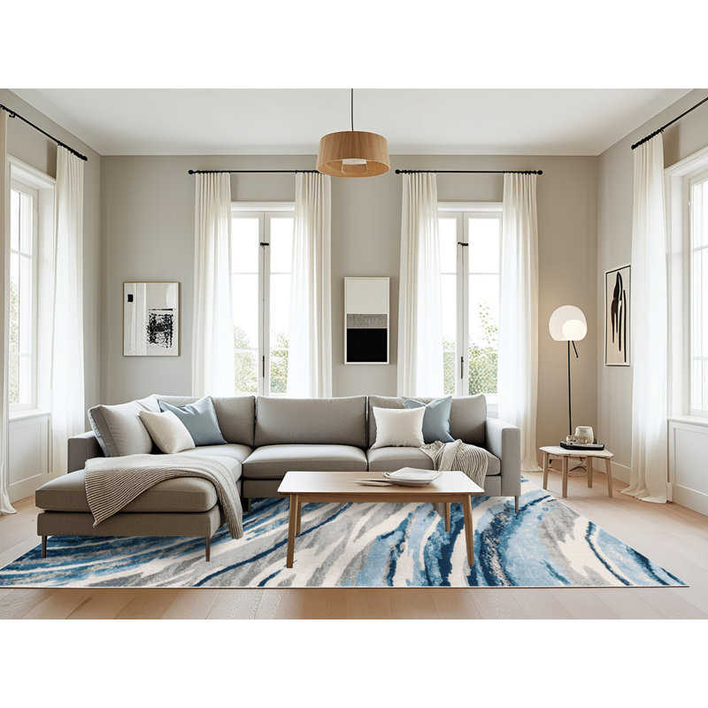 Machine Washable Space Green Area Rug, Rectangle 8' x 12'