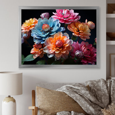 " Zinnias Illuminated By Moonlight "