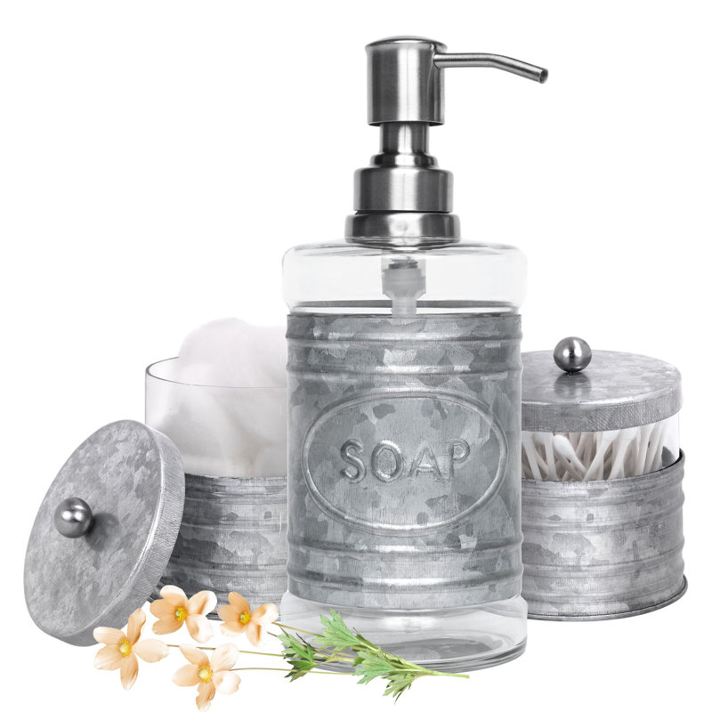 Matte Black Bathroom Accessory Set, Galvanized