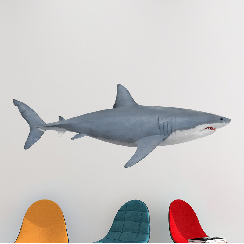 Adhésif décoratif grand requin blanc, H 72 po x l 28 po