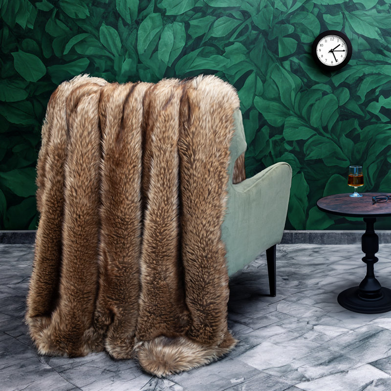 Thomas Collection® Russet Chinchilla Luxury Faux Fur Throw Blanket Assorted Sizes, 60” W x 60" L