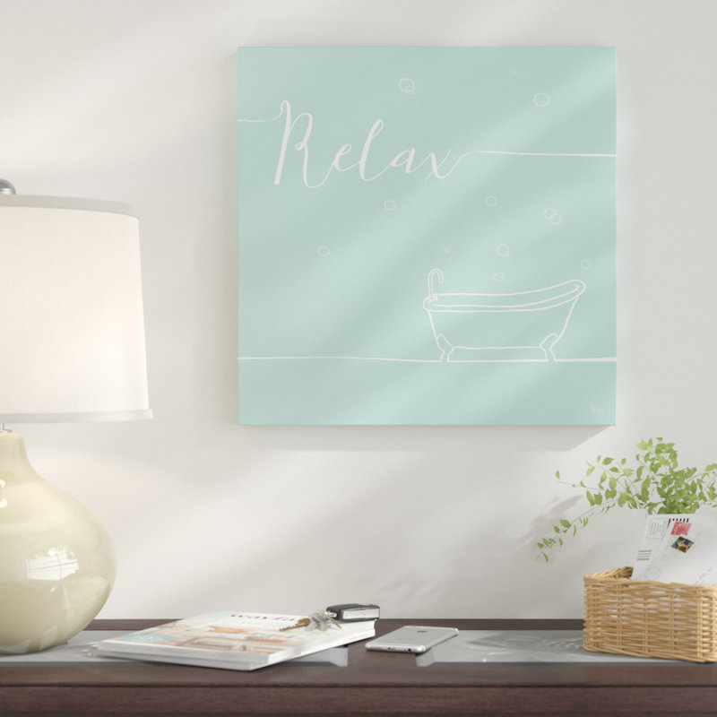 «Underline Bath V Teal», art textuel, H 28 po x l 28 po x P 1,5 po, Toile tendue
