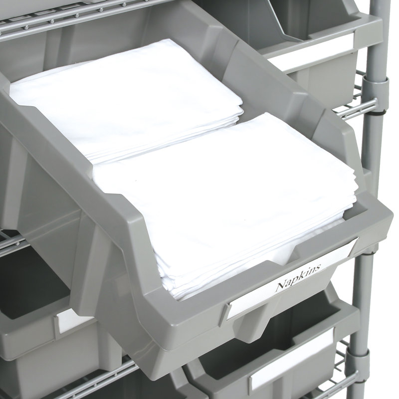 Gray 7-Tier Steel Wire Shelving Unit with 12 Bins