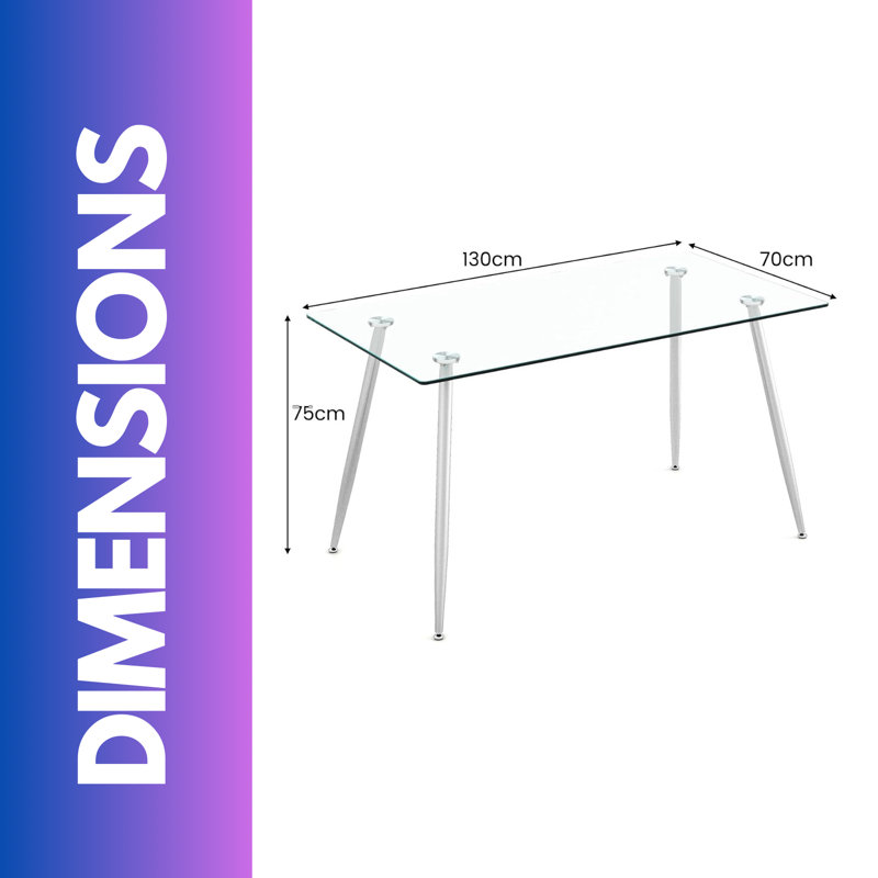 Anayeli Glass Top Metal Base Dining Table