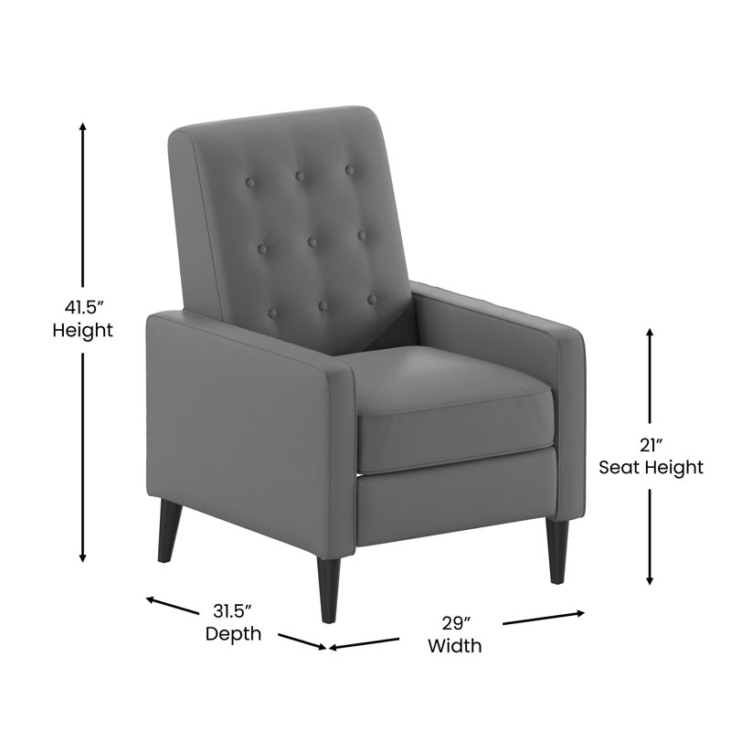 Faux Leather Recliner, Light Gray Faux Leather
