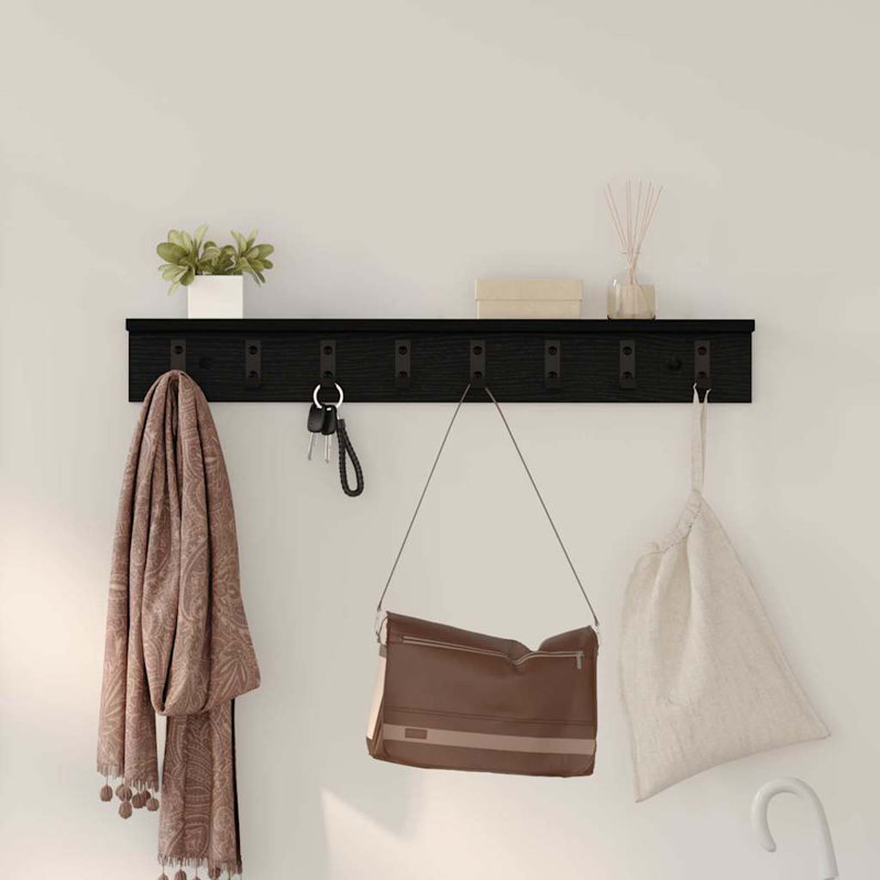 Wall-Mounted Coat Rack 80 X 10.5 X 10.5 Cm, Black Oak