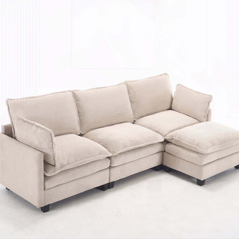 Canapé modulaire rembourré 3 places avec repose-pieds