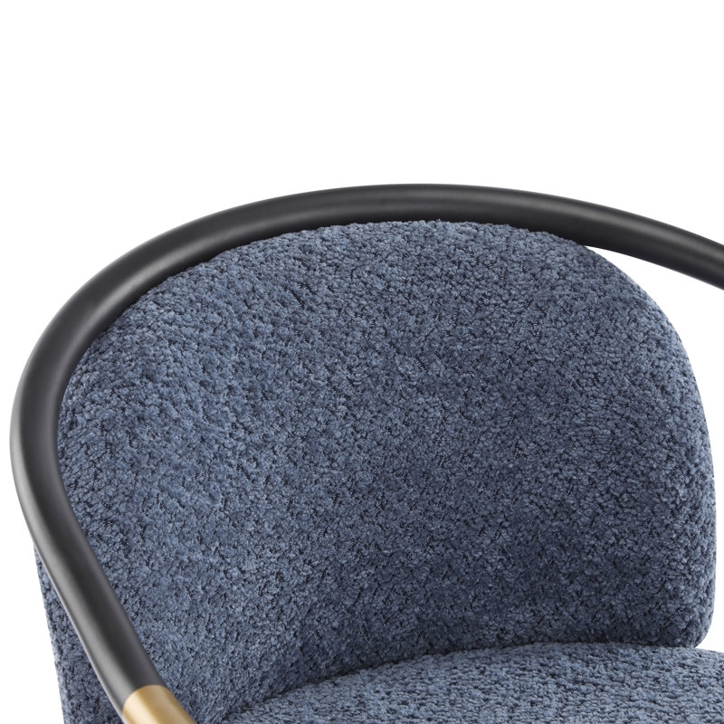 Tabouret de comptoir rembourré H 26 po avec structure en métal (ensemble de 2) - Bleu marine