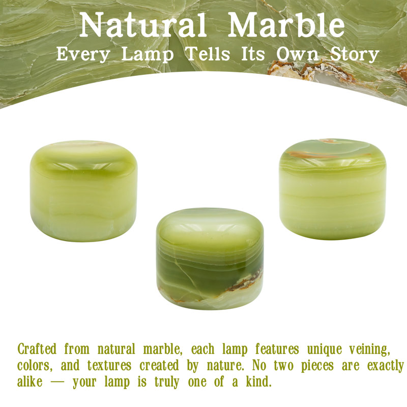 Lampe de table en marbre naturel jade-green, veilleuse à DEL sans fil rechargeable avec luminosité à intensité variable à 3 niveaux, lampe d'ambiance décorative portative pour salon de chambre à coucher, bureau, fêtes extérieures