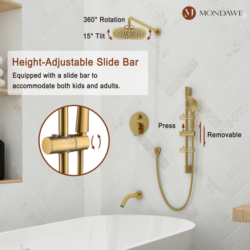 Brushed Gold Dual Shower System with Adjustable Handheld