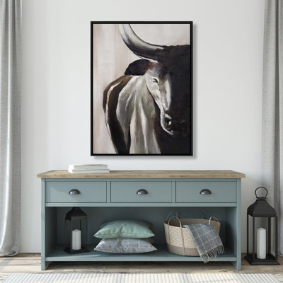 Bull Head Front View Print On Canvas