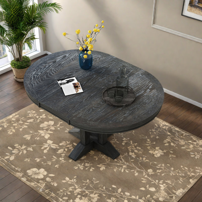 Table ronde extensible pour table de salle à manger Farmhouse, Noir