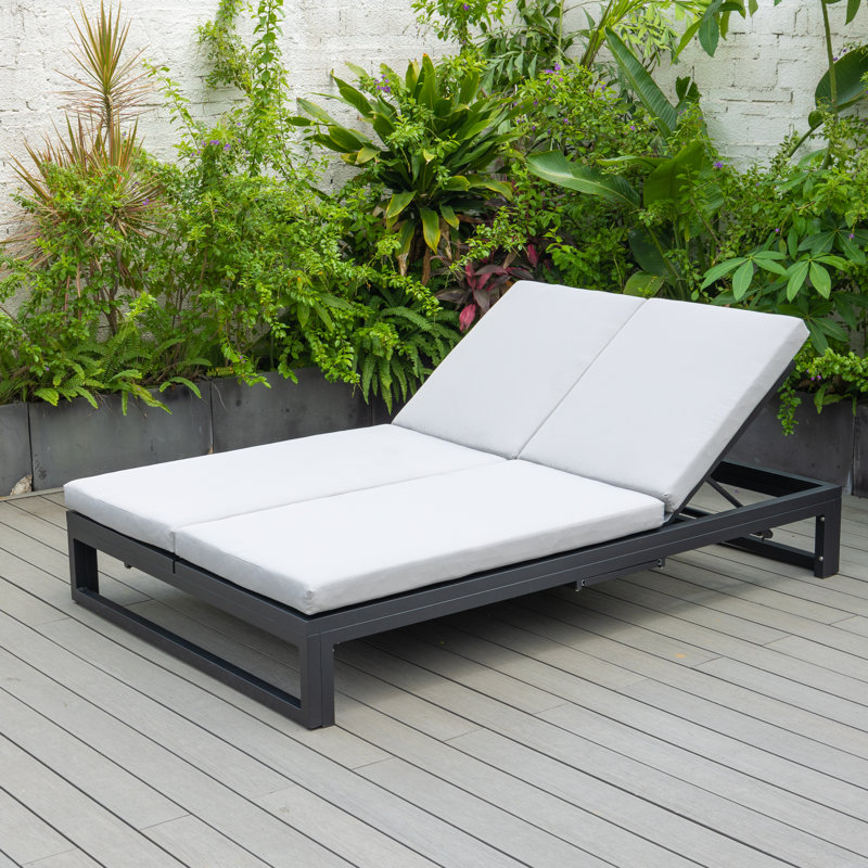 Chelsea 82.68'' Convertible Outdoor Sofa Couch & Double Lounge Chair with Adjustable Backrest, Cushioned Sunbed, Side Table for Patio, Poolside & Backyard