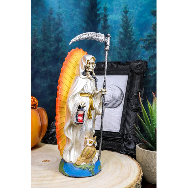 Tunique Hedde, Sainte Mort, Santa Muerte, tenant une faux et un sablier