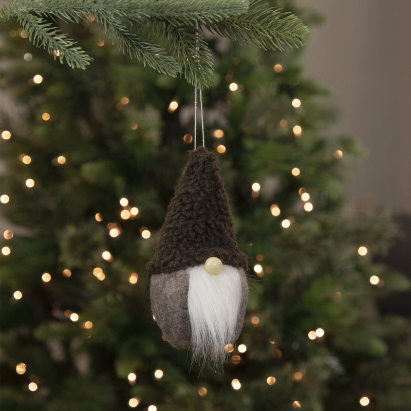 Plush Gnome Christmas Ornament - 7", Brown