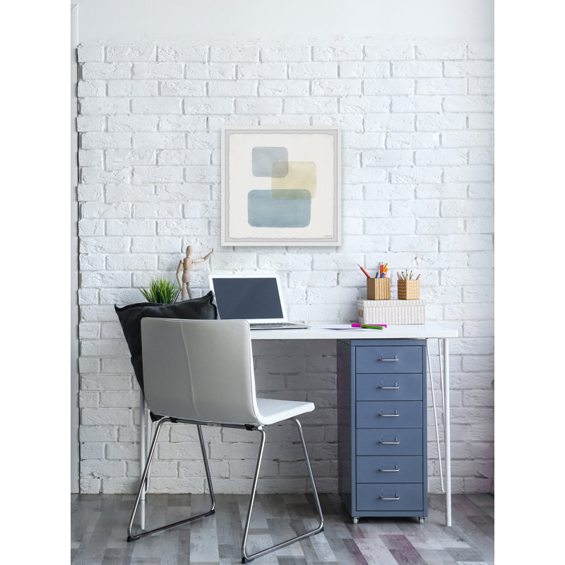 Indigo Patch - Single Picture Frame Painting, 51cm H x 51cm W x 3.81cm D