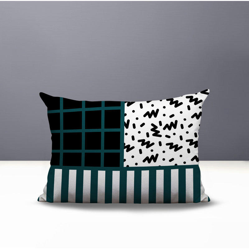 Oreiller rectangulaire réversible intérieur / extérieur Froza, Rectangulaire H 14 po x l 20 po, Émeraude