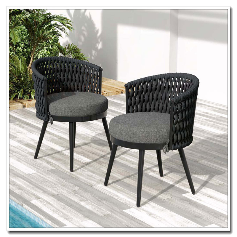 Chaise de patio d'extérieur, Gris foncé, Noir