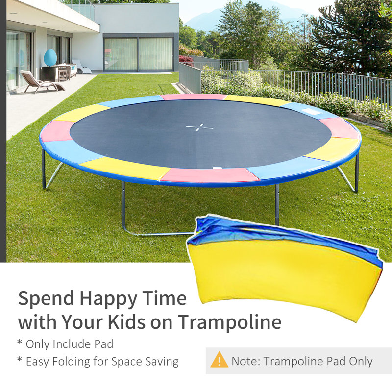 Coussin de cadre pour trampoline, Rouge / bleu / jaune, H 0,5 po x l 168 po x P 168 po