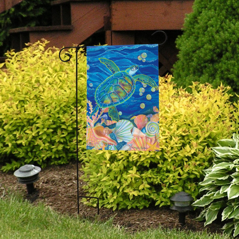 Tortue de mer nageant, drapeau du jardin d'été