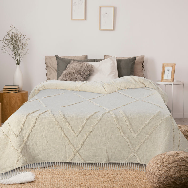 Coverlet Cotton Geometric Shapes Coverlet, King Coverlet