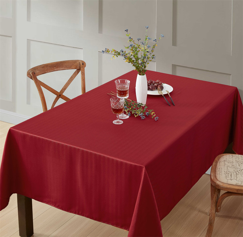 Lincoln Stripe Fabric Tablecloth Red Barrel Studio® 