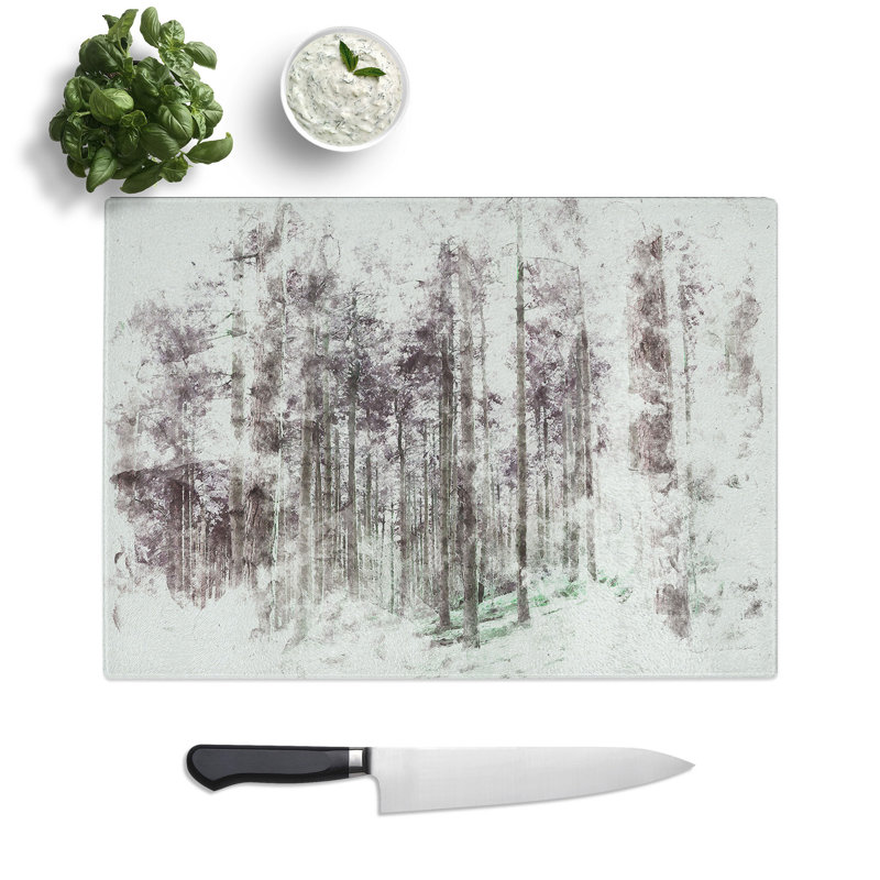 Tempered Glass Pretty Forest Chopping Board, 28.5 cm x 39 cm