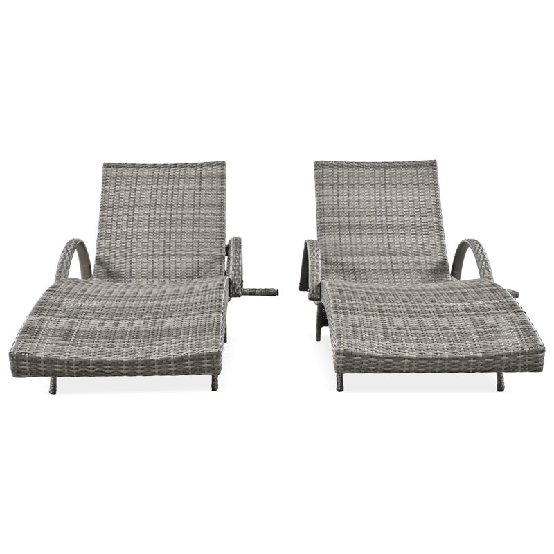 Chaise longue grise d'extérieur pour 2 personnes, fauteuil inclinable de patio avec table d'appoint, table moderne réglable à 5 niveaux de 80 po et pour les loisirs