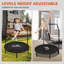 Mini trampoline réglable de haute qualité à poignée en mousse de 48 po - Peut supporter jusqu'à 400 lb, rebondisseur rectangulaire noir pour adultes - idéal pour les entraînements intérieurs et extérieurs