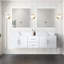 Meuble-lavabo double bleu marine 72 po X P 22 po D, dessus en marbre de Carrare et ensemble de robinet-117844494