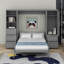 Grand lit escamotable mural avec placard, tiroirs et tablettes-1458228510