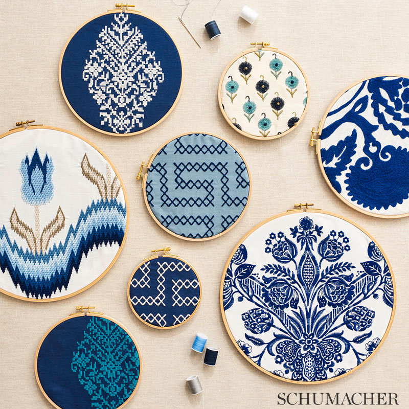 Tissu de broderie Castanet, Cobalt