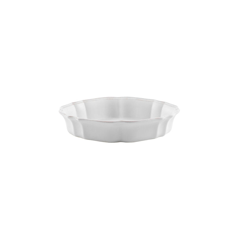 White Ceramic Stoneware 10" Oval Baker with Antiqued Border