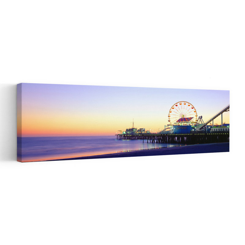 Santa Monica Pier au coucher du soleil, art abstrait côtier de Californie, H 60 po x l 20 po