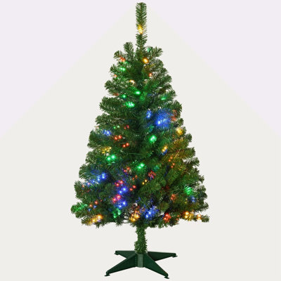 Arbre de Noël artificiel de 4 pi de hauteur avec 208 branches, 100 lumières DEL blanc chaud ou coloré, ouverture automatique