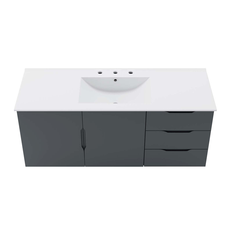Modway Vitality 48" Single Sink Bathroom Vanity, White, Gray