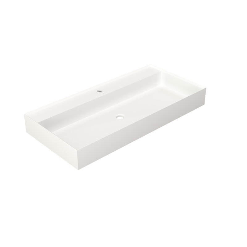 Lavabo pour salle de bain en pierre Stone Resine, blanc mat, 43,37 lb, polyvalent et adapté à la salle de bain, matériau, esthétique épurée, lavabo en résine lisse, 18,91 po de largeur, 39,77 po de profondeur,