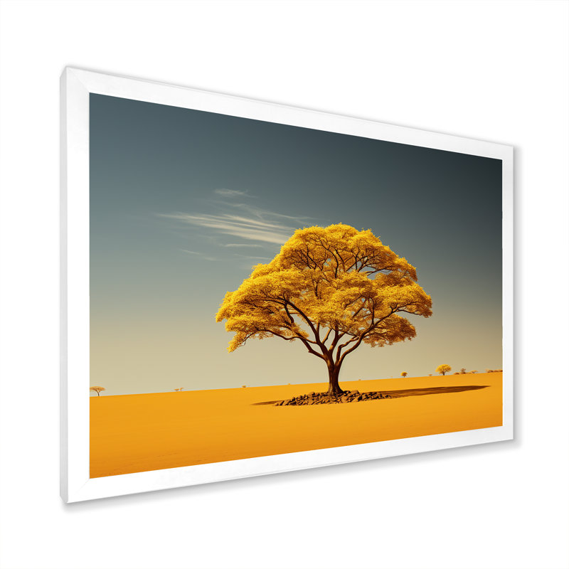 Aura d'arbre africain sur toile, H 34 po x l 44 po x P 1,5 po, Cadre photo blanc