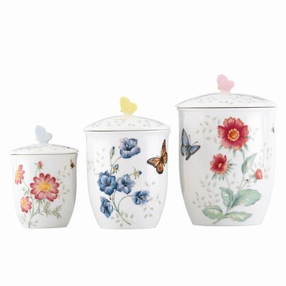 Bradford Farmhouse Style Sugar Coffee Flour Tea Ceramic Kitchen Canister Set