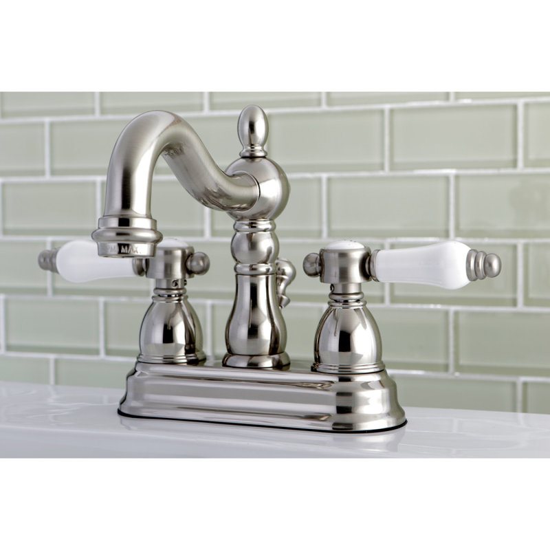 Robinet de salle de bain avec ensemble de drain bel air central à, Nickel brossé