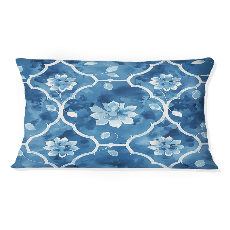 Coussin lombaire bleu Modern Trellis III