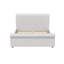 Lit plateforme capitonné Queen Size avec tête de lit haute et pied de lit arrondi, pieds en bois massif, sommier à lattes, beige-1434448092