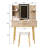 Vanity Desk With LED Mirror & Carved Details, Fluted Makeup Table With Metal Legs And PU Stool, Carved Dressing Table With Jewelry Storage For Bedroom