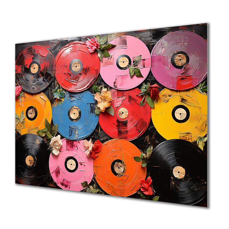 Coloré disques vinyle Melody - Disques vinyle, art mural en métal MT136793, H 12 po x l 20 po x P 1 po