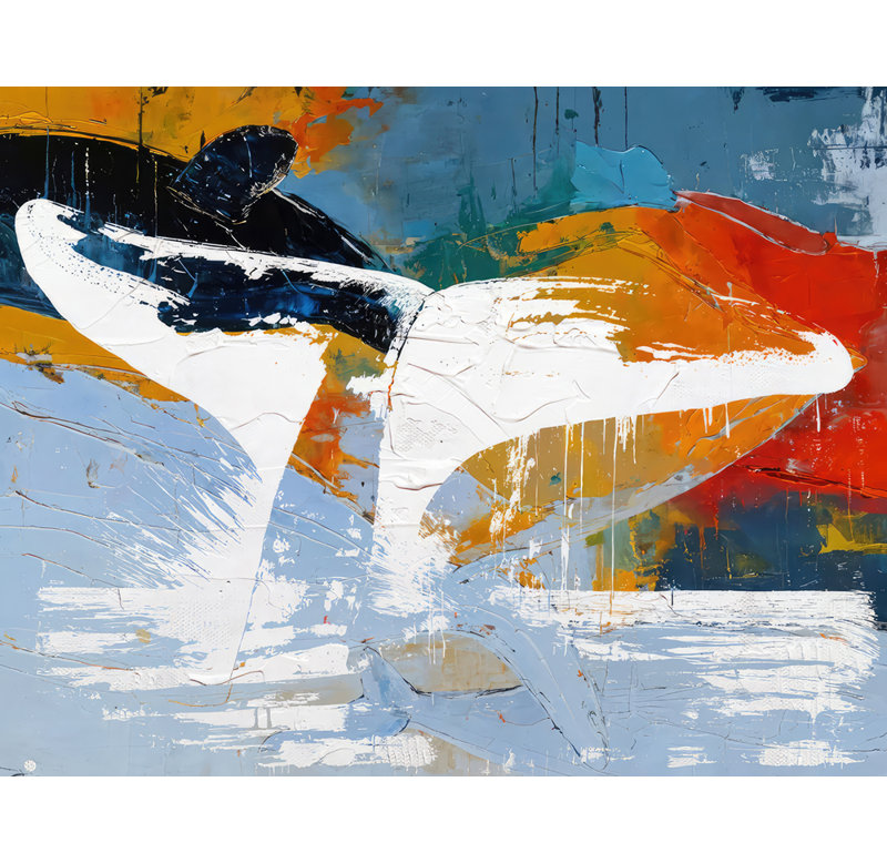 Whales-14, estampe numérique sur toile tendue avec châssis, H 15 po x l 18 po