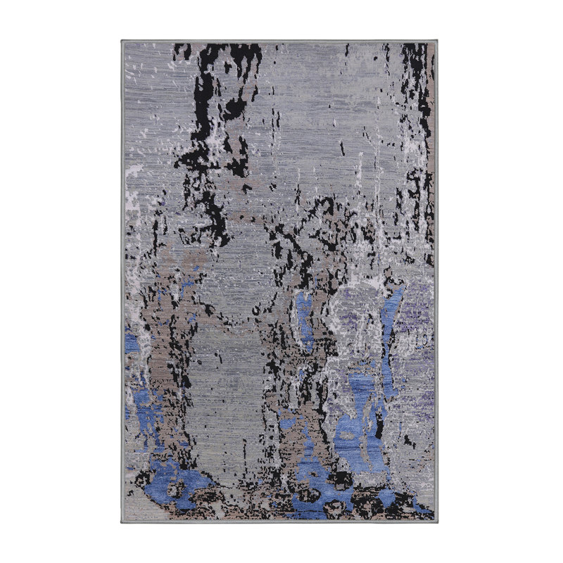 Tapis bleu / gris / noir Bratenahl, Rectangle 7 pi x 10 pi